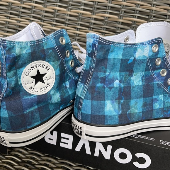 Converse Ctas Hi Blue Plaid/White/Black MEN`S - Picture 15 of 16